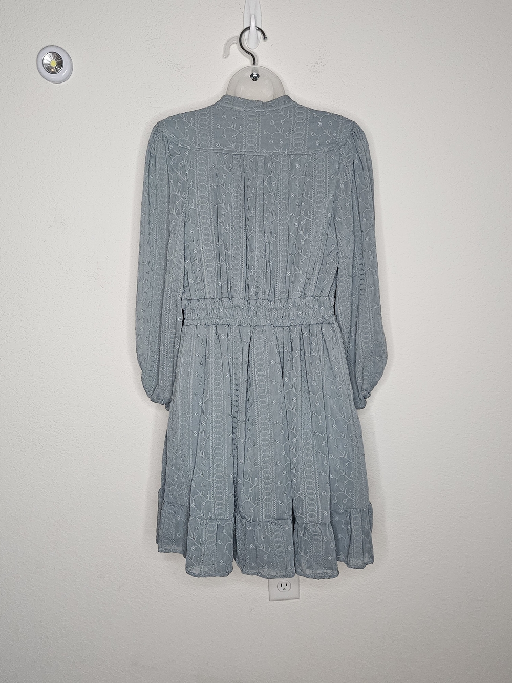Baltic Born Harmony Embossed Dress Dusty Blue Large Boho Mini Dress NWT Cottage - Picture 7 of 11